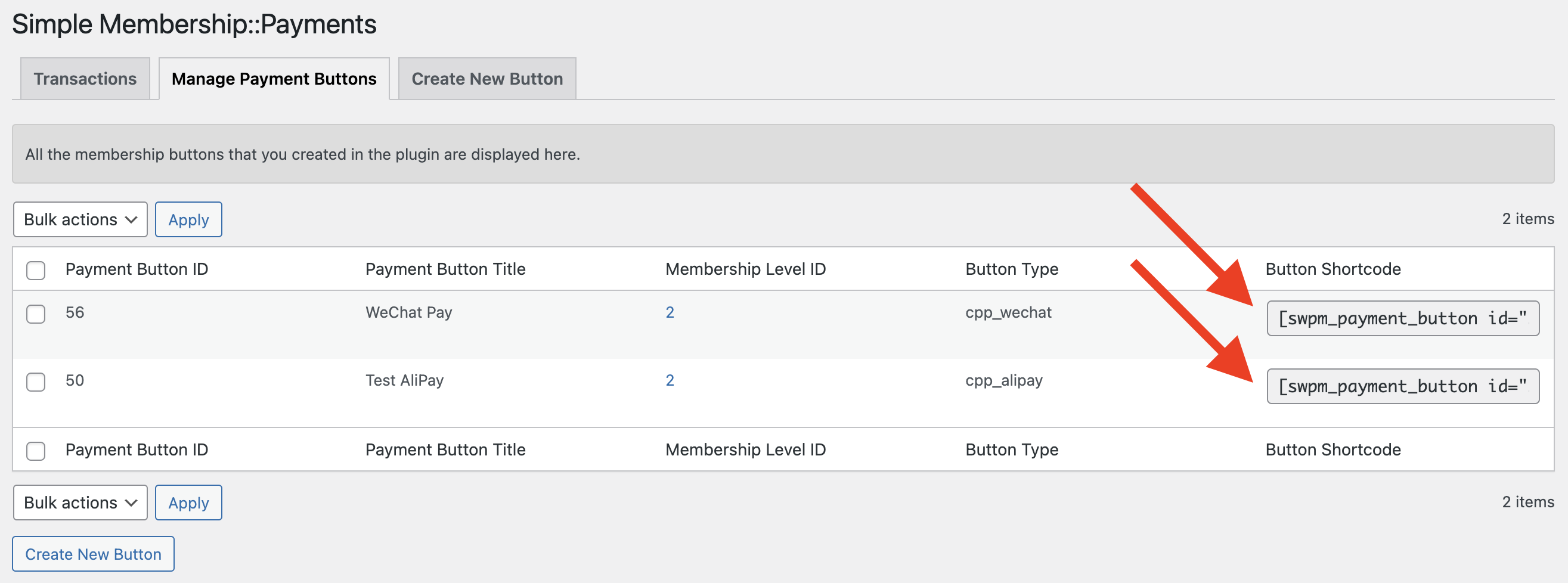 Copying Shortcodes for Payment Buttons in Simple Membership Plugin