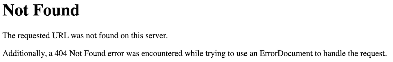 404 Error - Not Found - The requested URL was not found on this server.