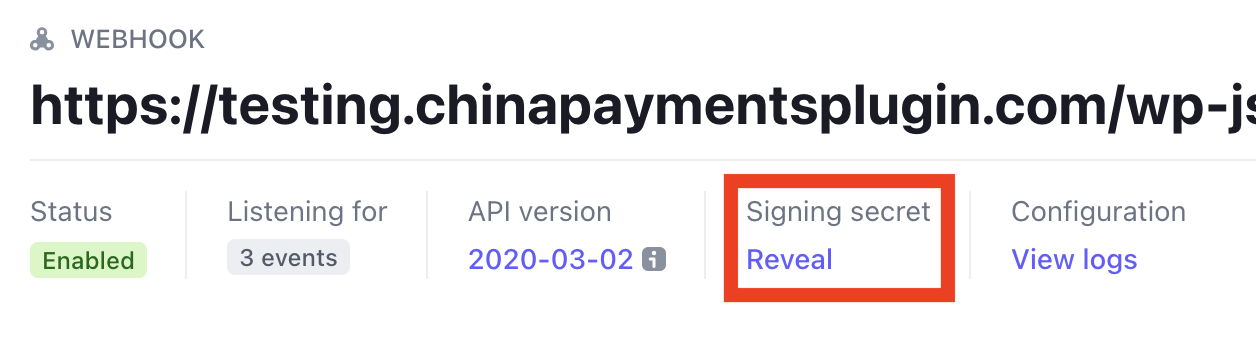 Reveal Stripe Signing Secret