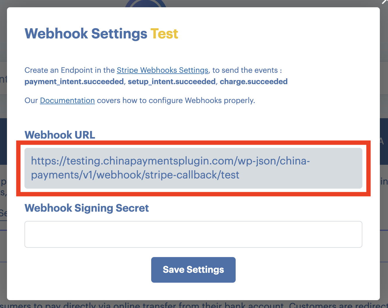 Copy Webhook URL in Plugin Settings